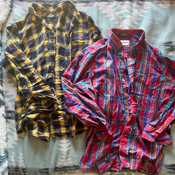 Two-fer Men's L Plaid Button Downs - Picture 1 of 3